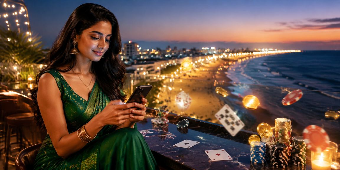 Sports fans enjoying live betting and mobile gaming near Chennai Marina Beach
