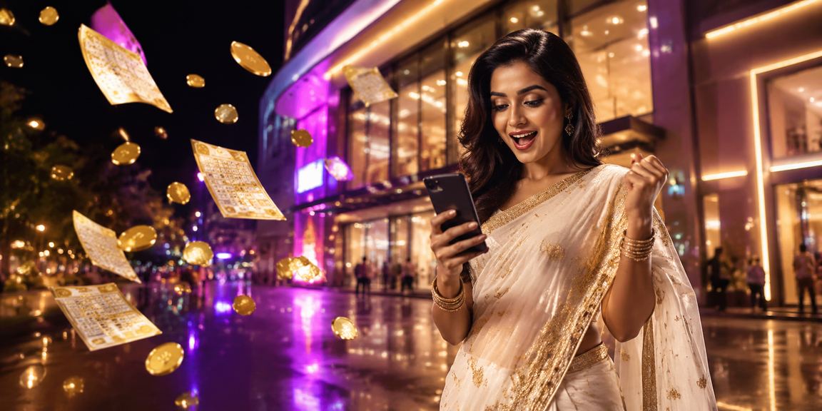 Player checking lottery and betting options in Delhi with traditional attire